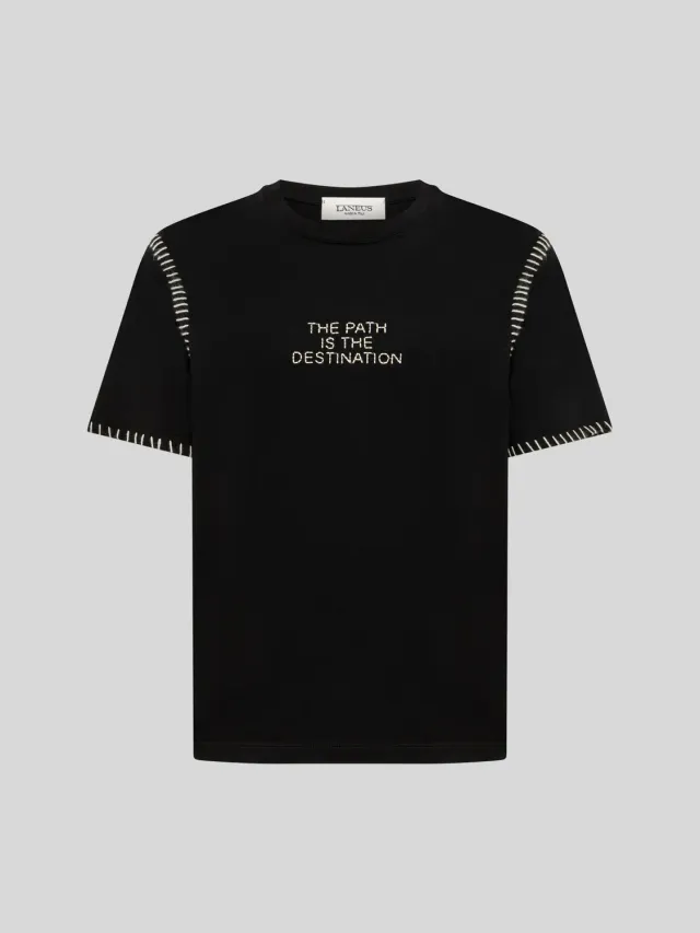 Laneus Boxy Fit T-Shirt t-shirt sort bomuld