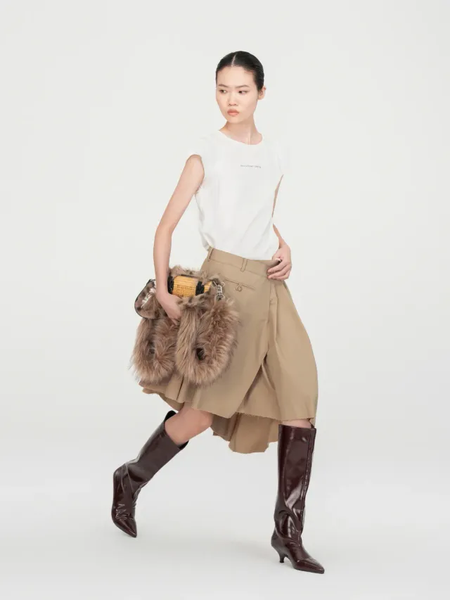 Feng Chen Wang Wrap nederdel khaki midi slå-om