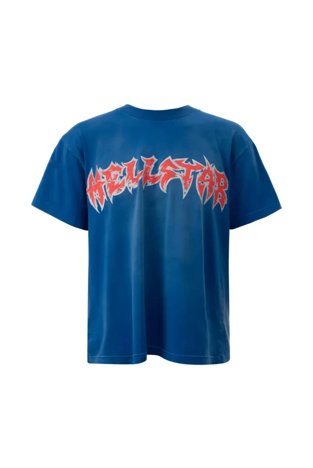 Hellstar Metal Logo t-shirt blå glittertryk bomuld