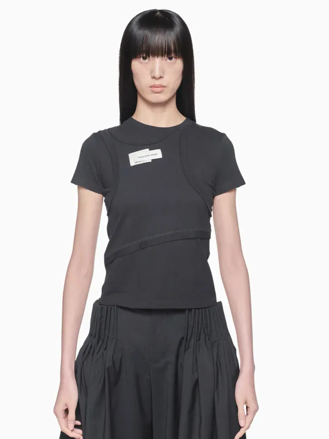 Feng Chen Wang Double Panel T-shirt sort bomuld XS-XL