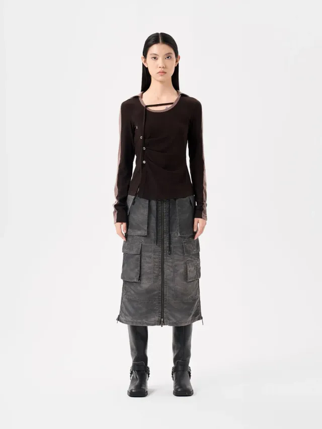 Feng Chen Wang Brown Panelled bluse S-L brun
