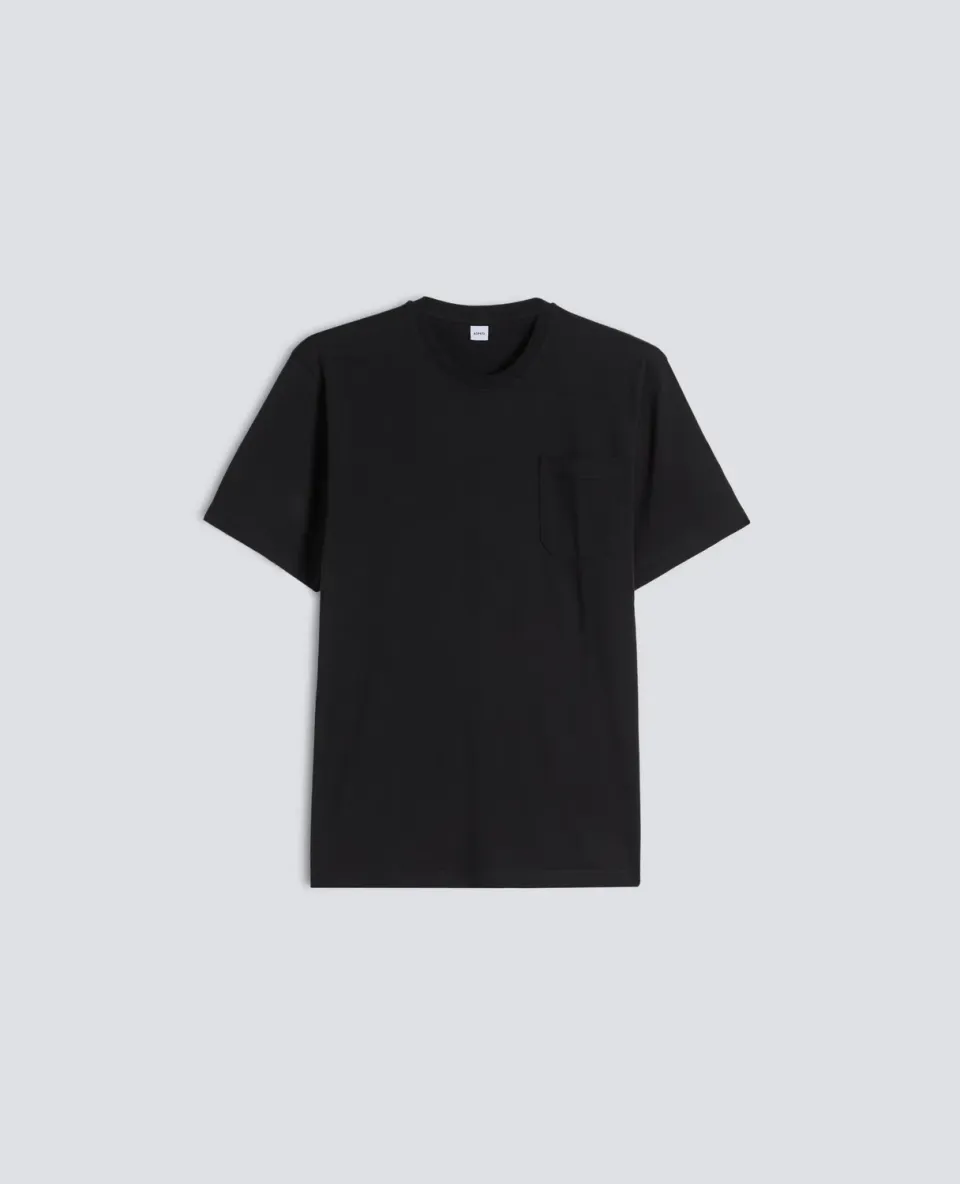 Aspesi Bomuld T-Shirt Sort Slim Brystlomme