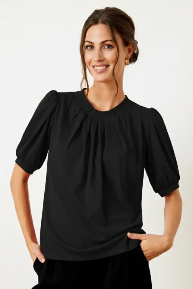 IN FRONT Grazia ensfarvet bluse i jersey S-XXL