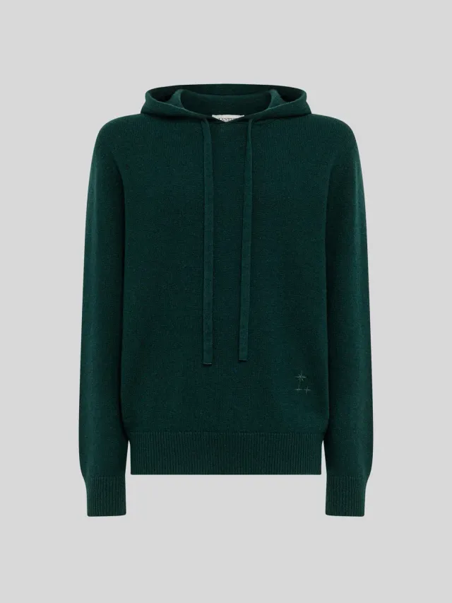 Laneus Wool Cashmere Hoodie hættetrøje gron uld