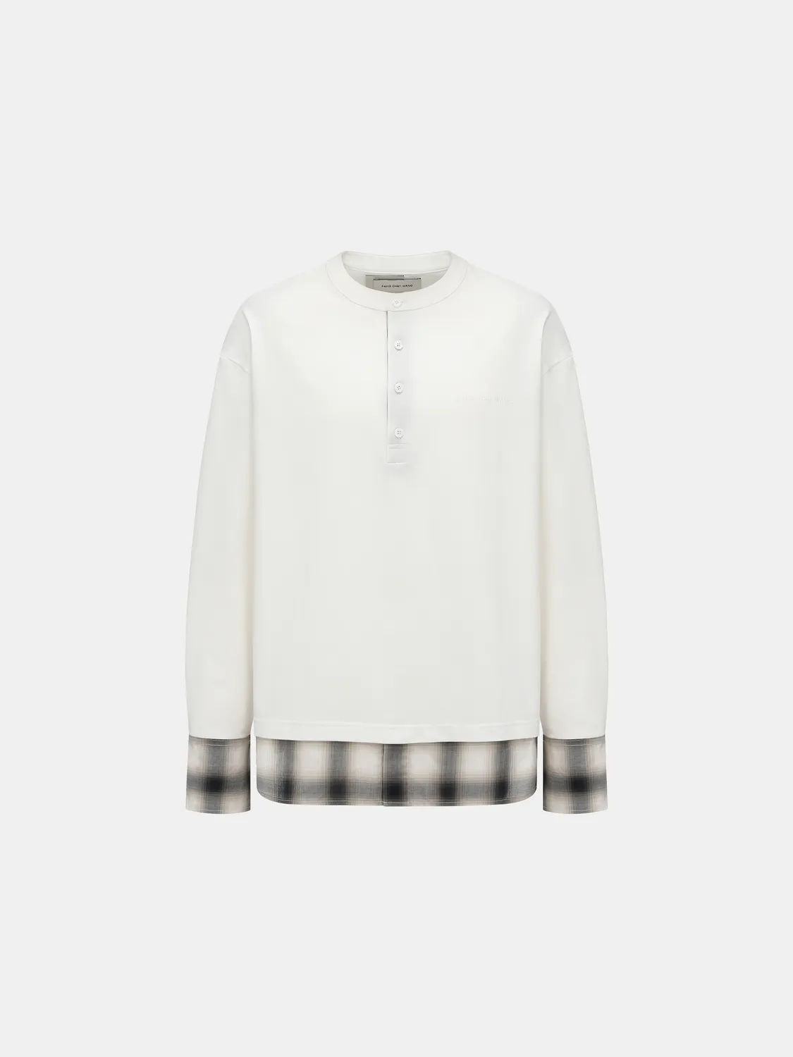 Feng Chen Wang 2-in-1 langærmet t-shirt hvid ternet