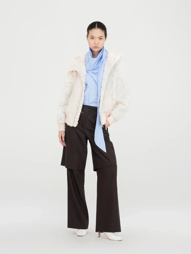 Feng Chen Wang jacquard hættejakke lyserød
