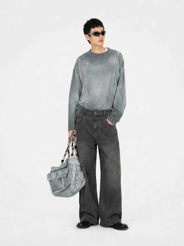 Feng Chen Wang Wide Leg denimbukser sort bølge vask