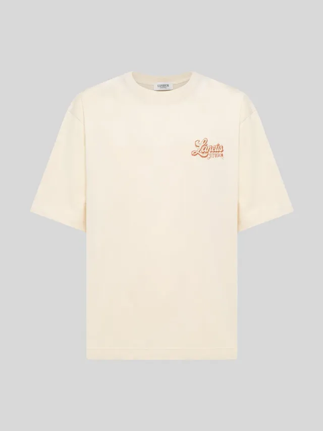 Laneus Oversized Jersey T-shirt creme print