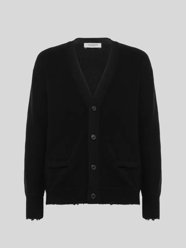 Laneus Used Effect cardigan sort bomuld