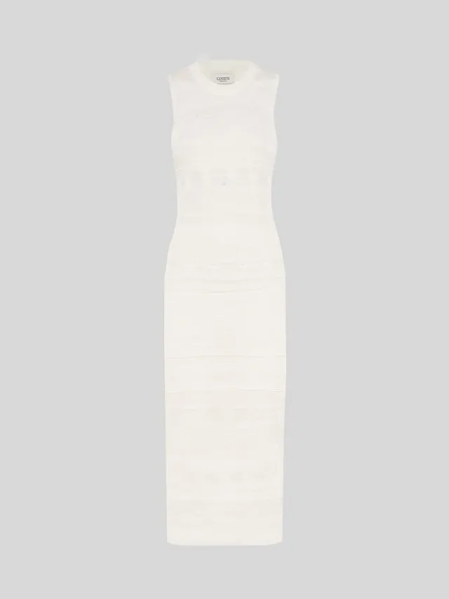 Laneus Lightweight Jacquard kjole cream viskose