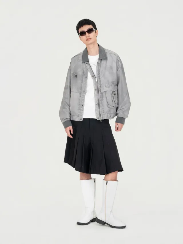 Feng Chen Wang Sandwashed Nylon jakke XS-XL grå let
