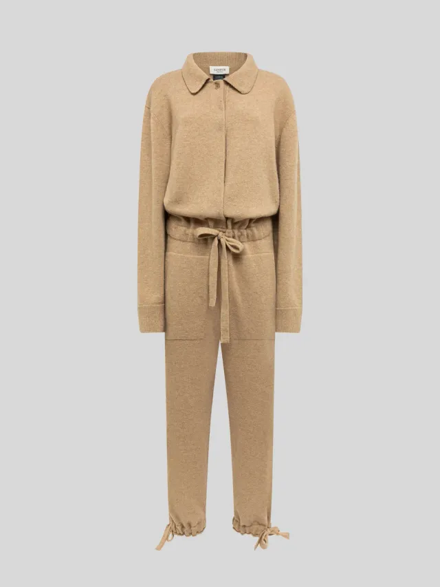 Laneus Wool Angora Knit jumpsuit beige uld