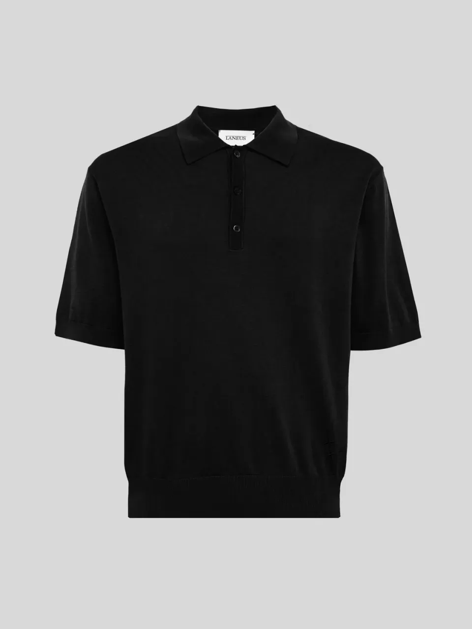 Laneus Knitted poloshirt sort bomuld