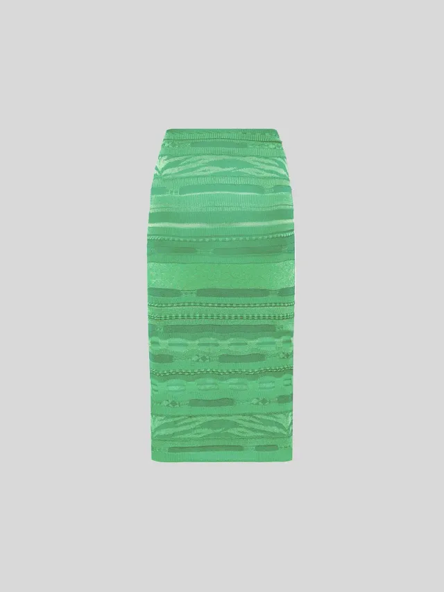 Laneus Light Jacquard nederdel smaragdgrøn viskose slim fit
