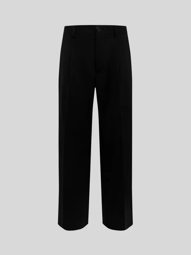 Laneus wide-leg uldbukser sort virginuld