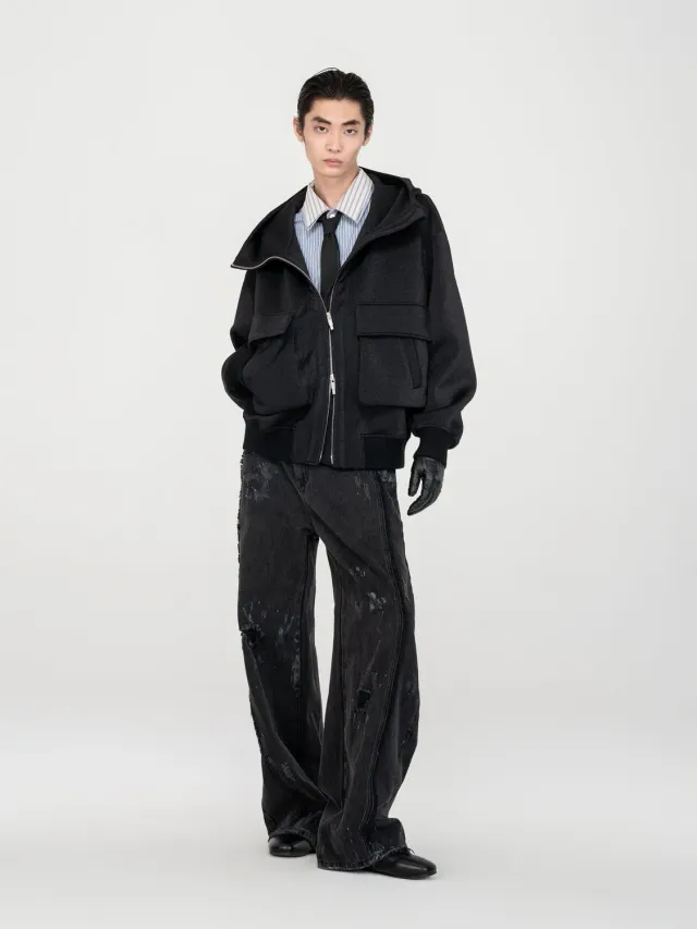 Feng Chen Wang Black Subtle Shimmer hoodie S-M-L