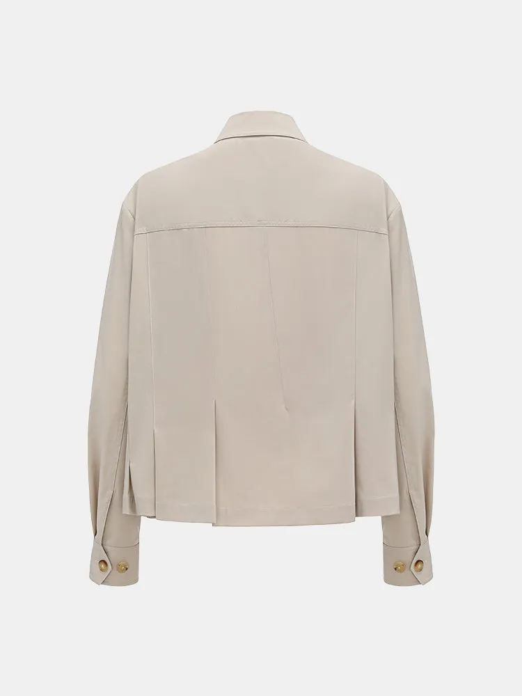 Feng Chen Wang Pleated skjortejakke beige plisseret