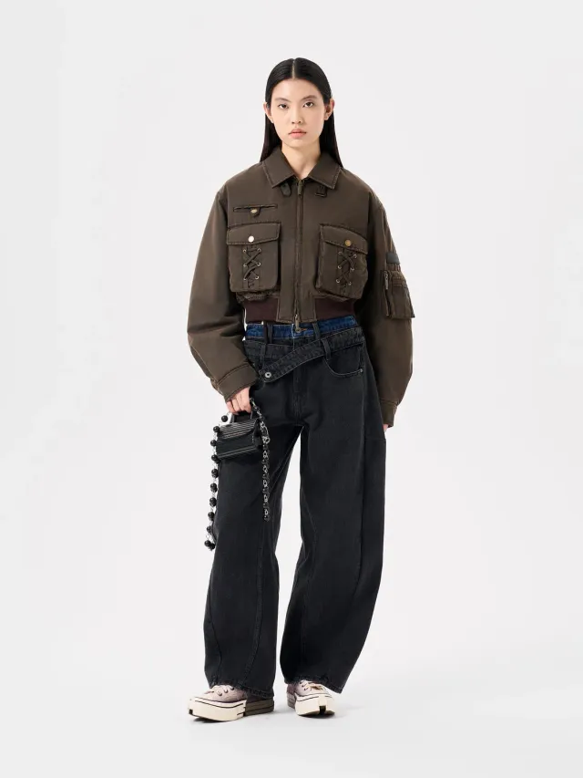 Feng Chen Wang jeans double waistband sort