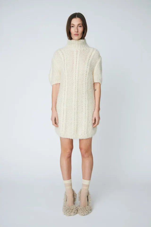DAWNXDARE Smilla strikkjole 102 Chalk uld snoning