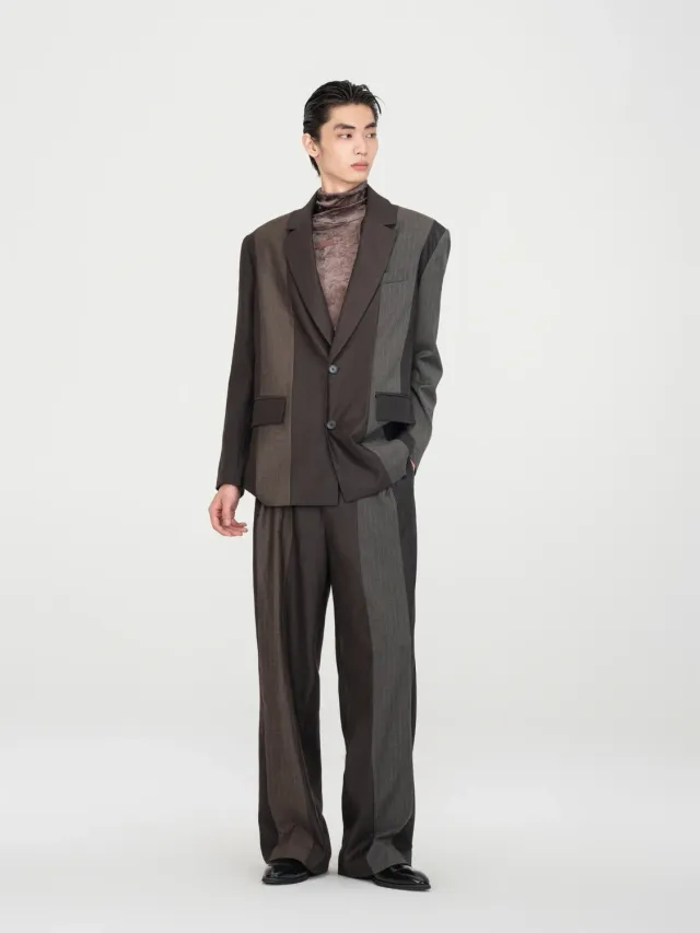 Feng Chen Wang paneled blazer brun stribet