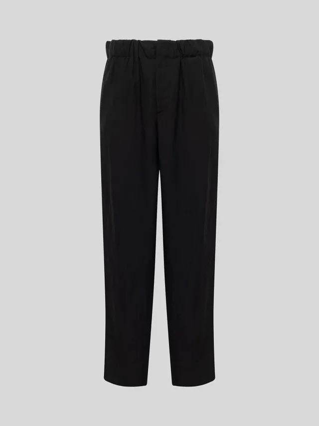 Laneus Linen Viscose Slim Fit bukser sort hør