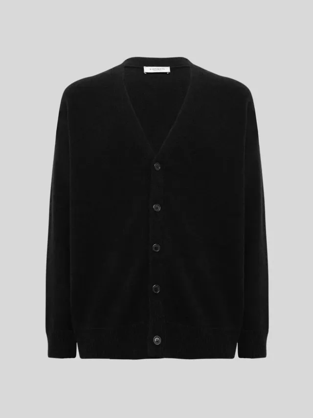 Laneus Cashmere and Silk cardigan sort kashmir