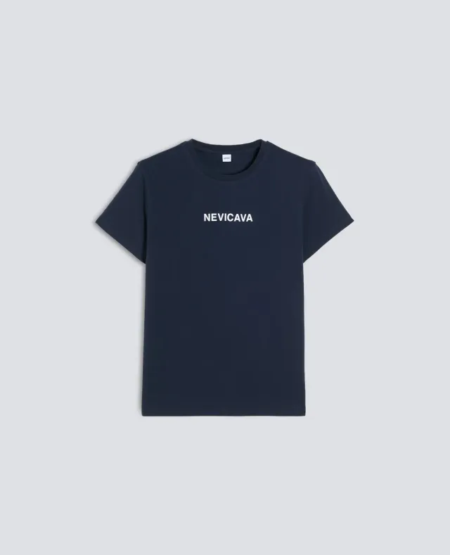 Aspesi Nevicava T-shirt navy print bomuld