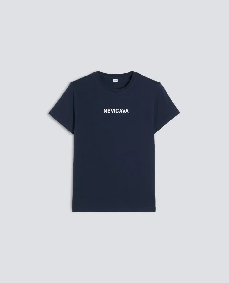 Aspesi Nevicava T-shirt navy print bomuld