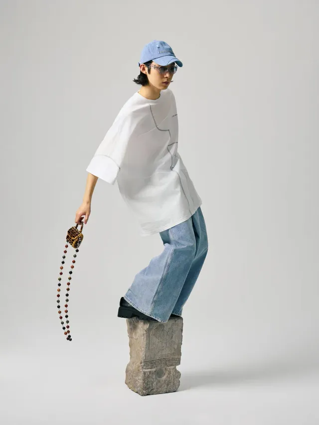 Feng Chen Wang Asymmetric Wide Leg jeans panel