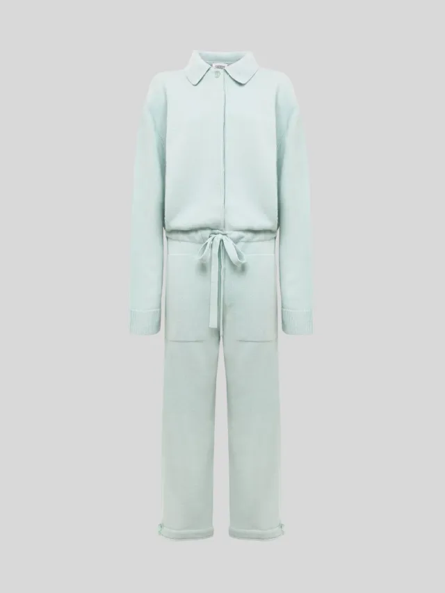 Laneus Knit Jumpsuit buksedragt salviegrøn uld