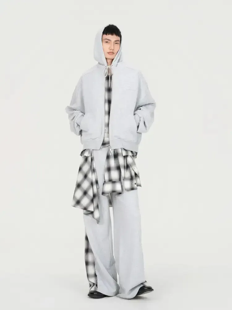 Feng Chen Wang 2-in-1 Zip Hoodie hættetrøje grå ternet