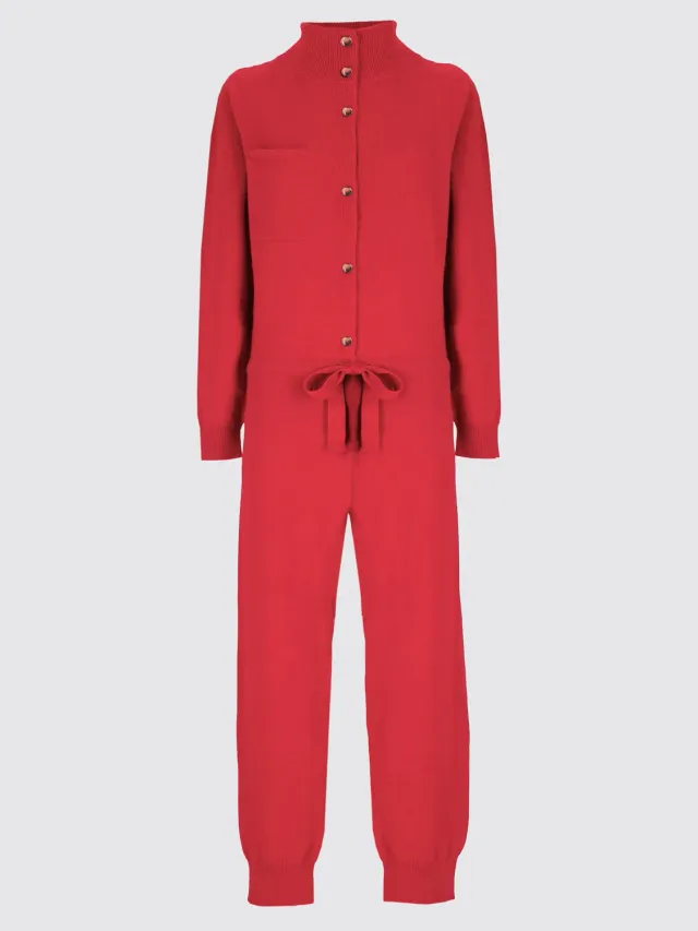 Laneus strikket jumpsuit sangria uld
