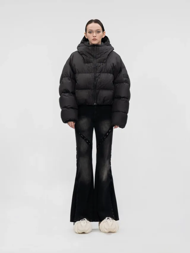 Feng Chen Wang Pleated dunjakke sort oversize
