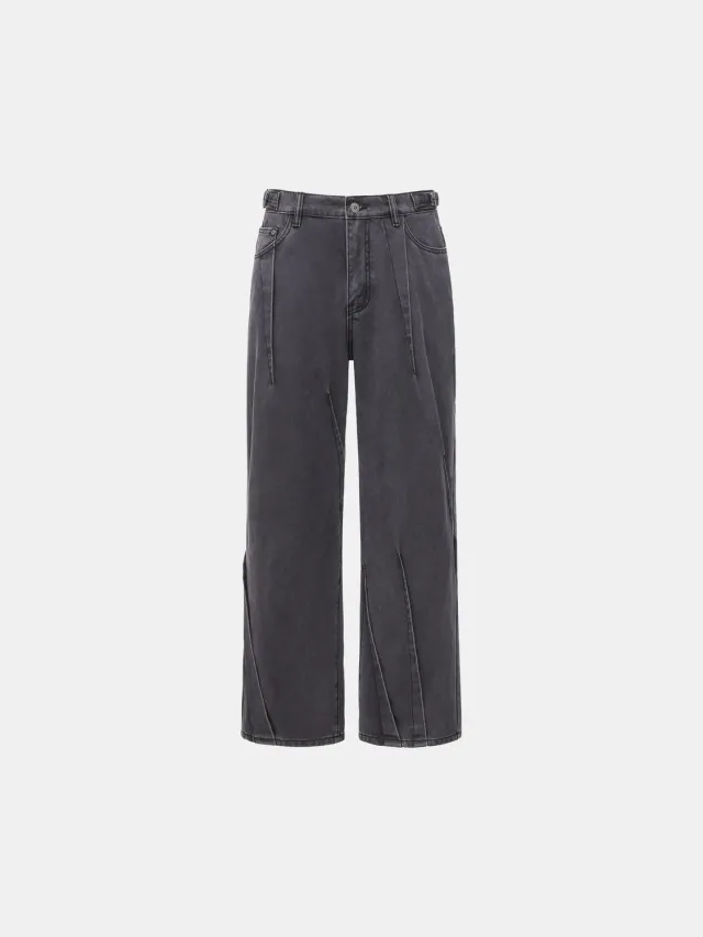 Feng Chen Wang Pleated Washed Denim Jeans vasket