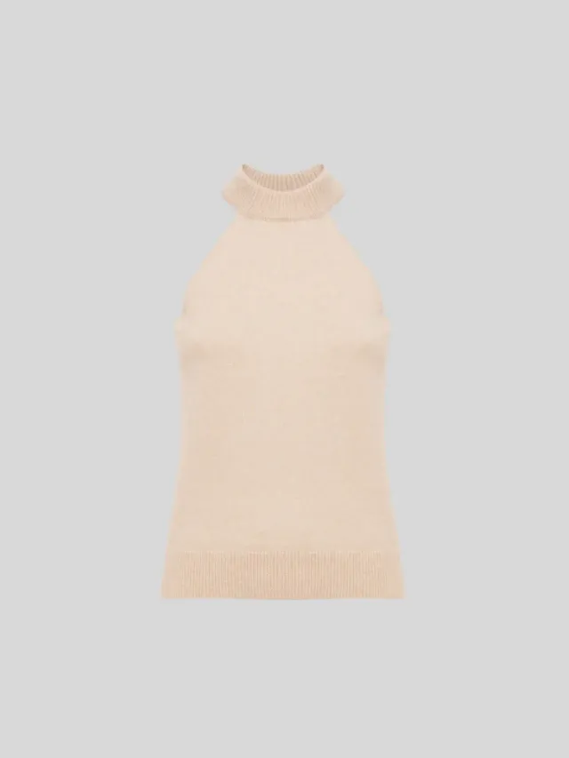 Laneus ærmeløs top cashmere silke creme blød