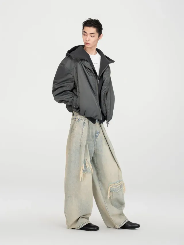 Feng Chen Wang Grey Two-in-One nylon vinterjakke grå