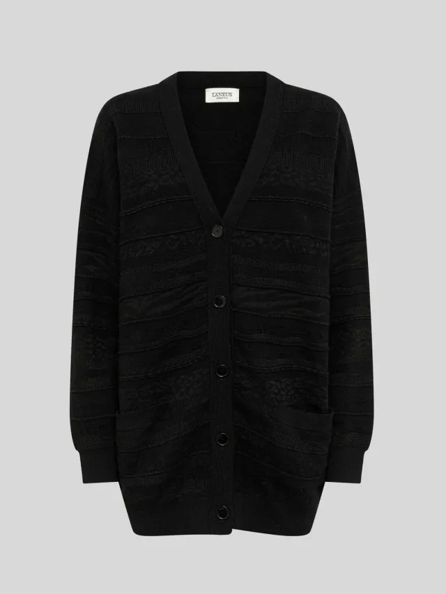 Laneus Lightweight Jacquard cardigan sort uld