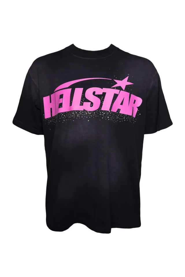 Hellstar Classic Rhinestone Logo T-Shirt pink gel print