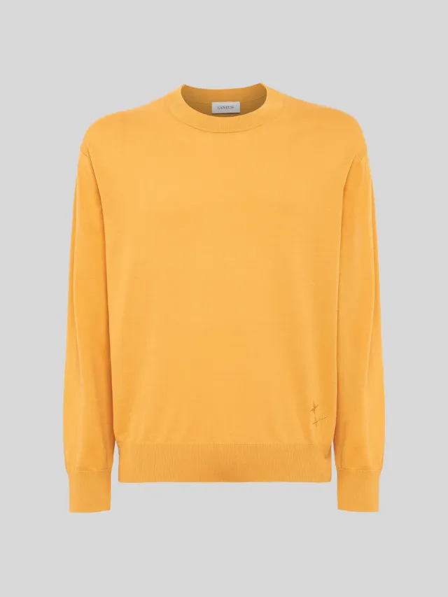 Laneus Cotton Crew striktrøje saffron bomuld