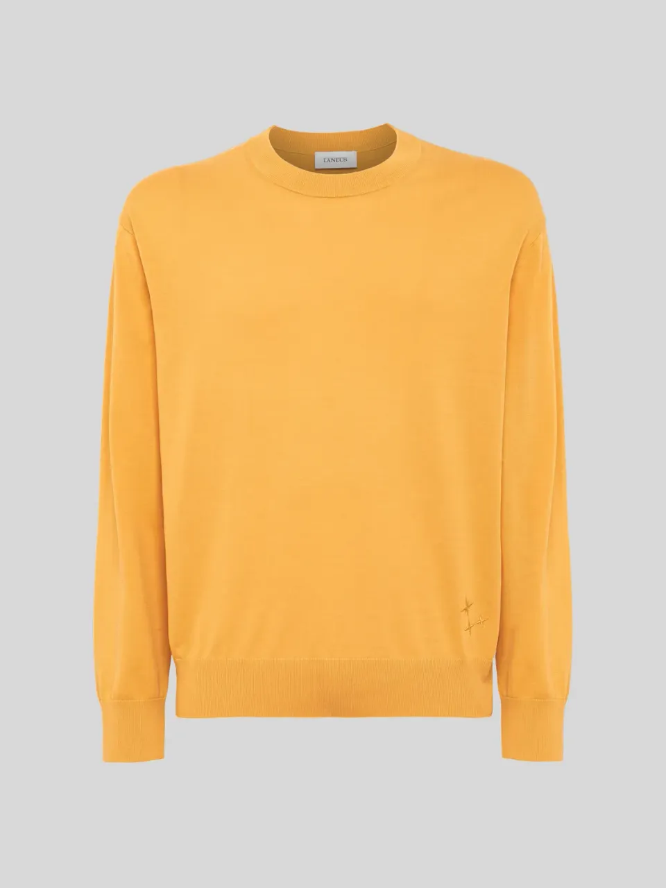 Laneus Cotton Crew striktrøje saffron bomuld