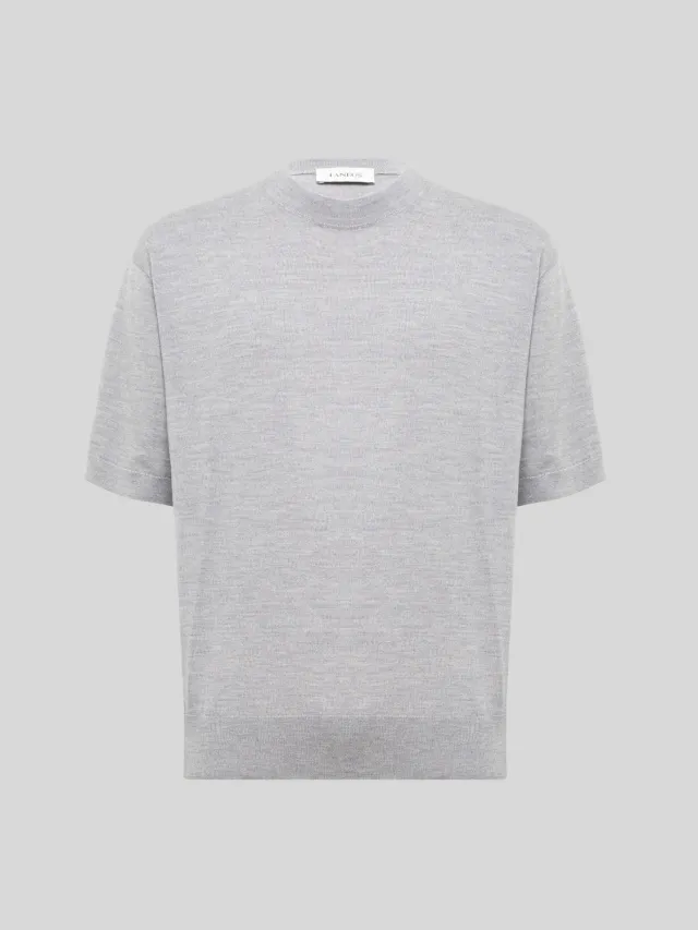 Laneus Merino T-shirt gråmeleret herre merinould