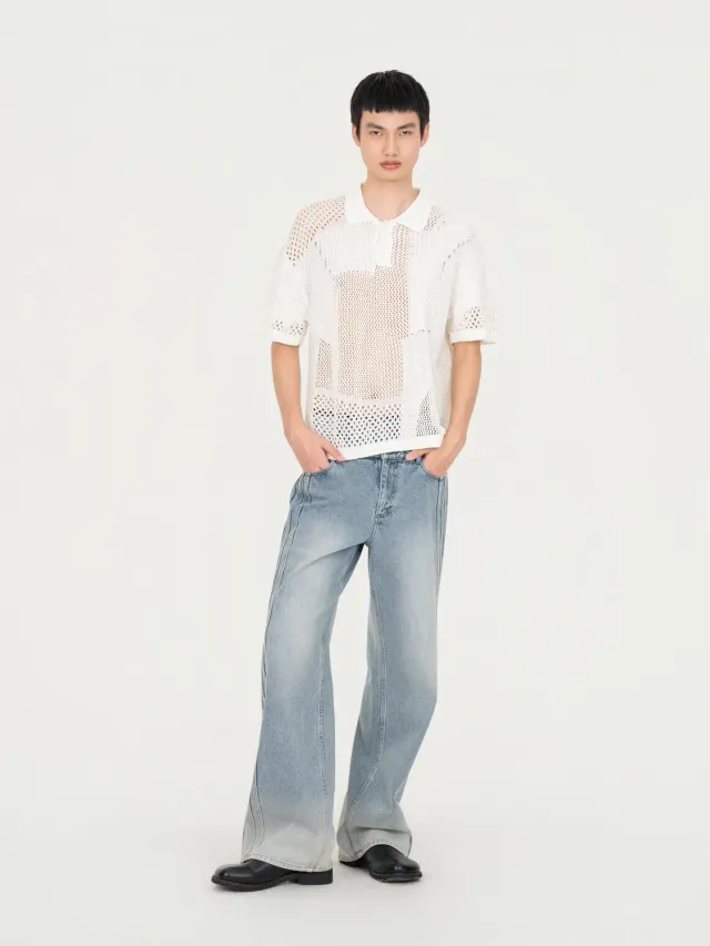 Feng Chen Wang Knit Polo hvid strik S-M-L