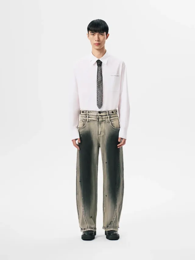 Feng Chen Wang Gradient Denim bukser sort-hvid str XS-XL
