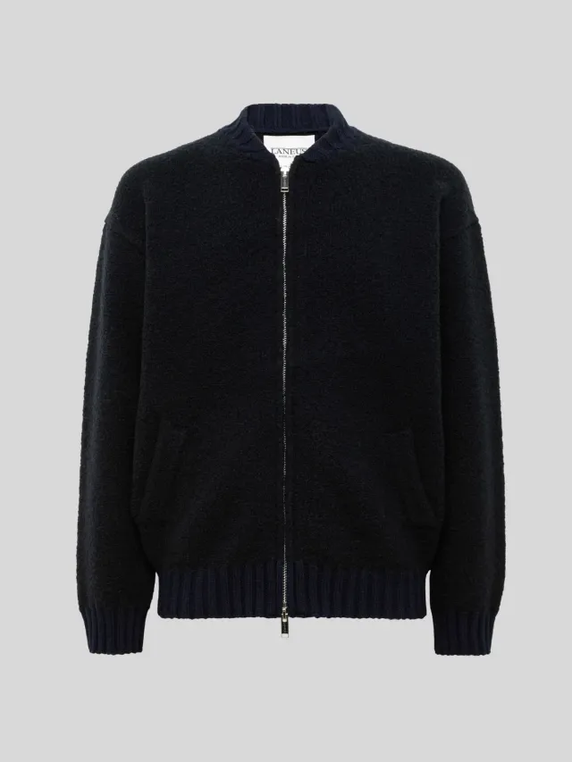 Laneus Strik bomberjakke navy uld bouclé