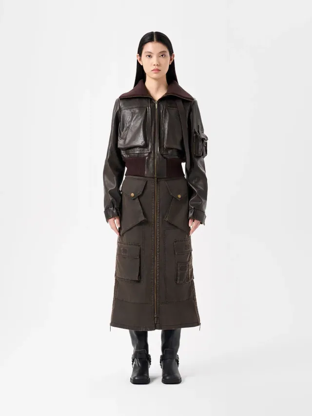 Feng Chen Wang deconstructed jakke brun kort