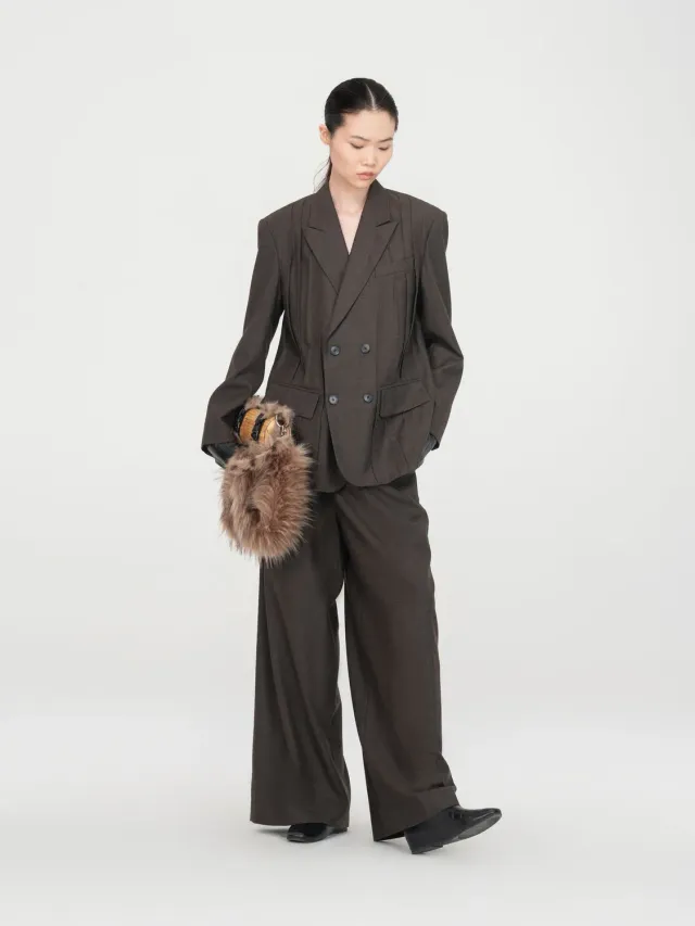 Feng Chen Wang Folding blazer mørkegrøn dobbeltradet
