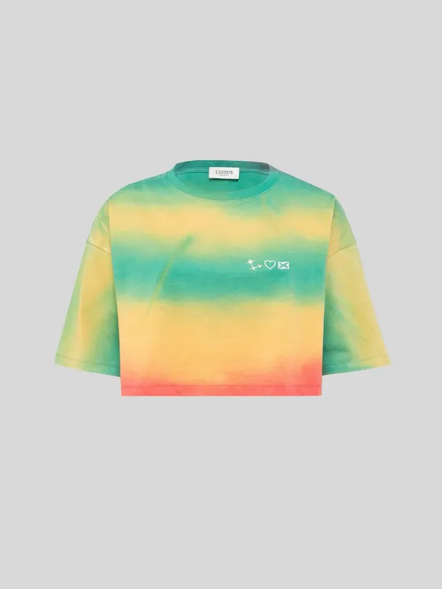 Laneus Cropped Over Rainbow T-Shirt multicolour bomuld