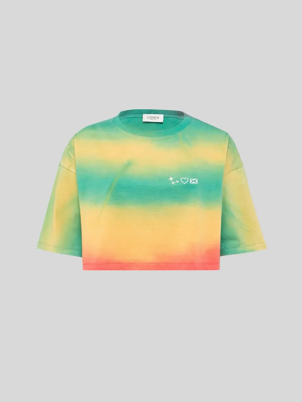 Laneus Cropped Over Rainbow T-Shirt multicolour bomuld