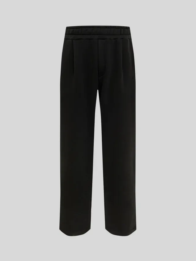 Laneus Fleece sweatpants sort bomuld