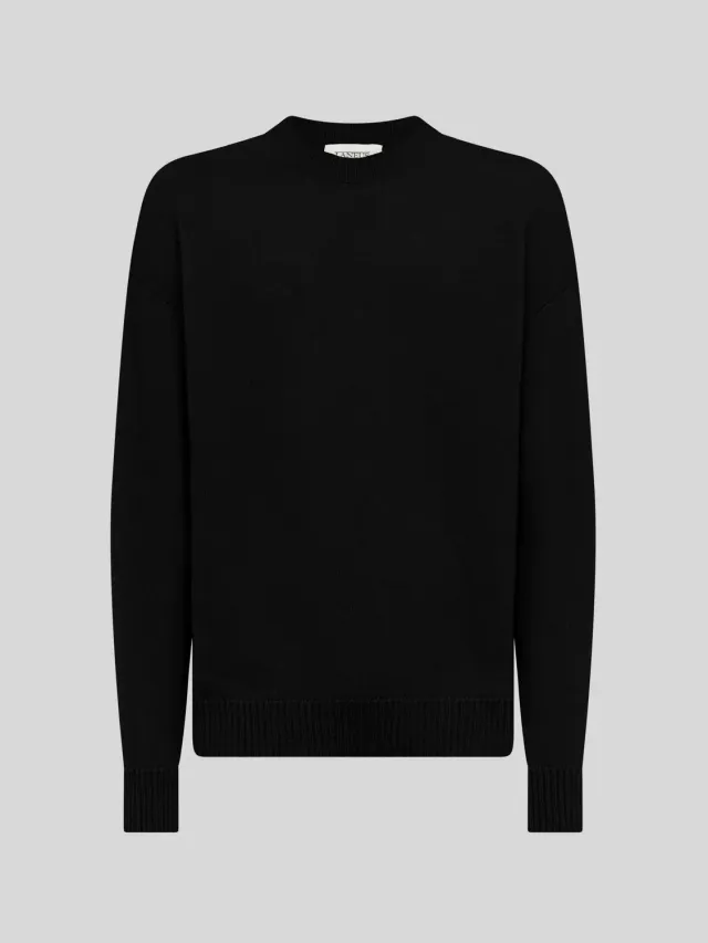Laneus Cashmere and Silk Crewneck sweater herre sort